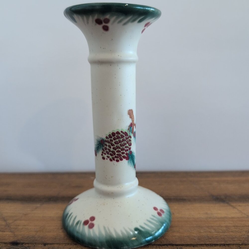 Vintage Hermitage Pottery Christmas Pine 5.75" Candlestick Holder Replacement